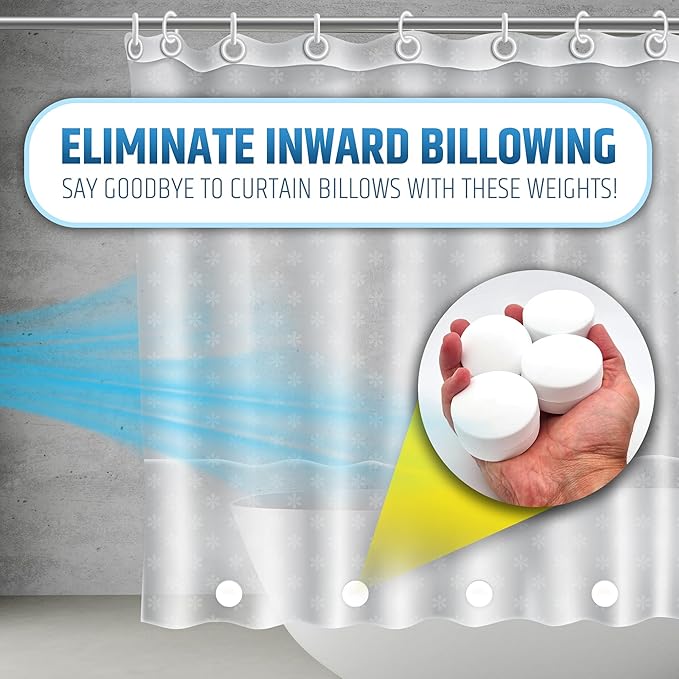 XL & Extra Heavy Powerful Anti-Billowing Magnetic Shower Curtain Weights for Splash-Free Bath Experience - 360° Silicone Wrapped - Will Never Rust - Prevent Curtain from Blowing | 4 XL Pairs | White - Image 6