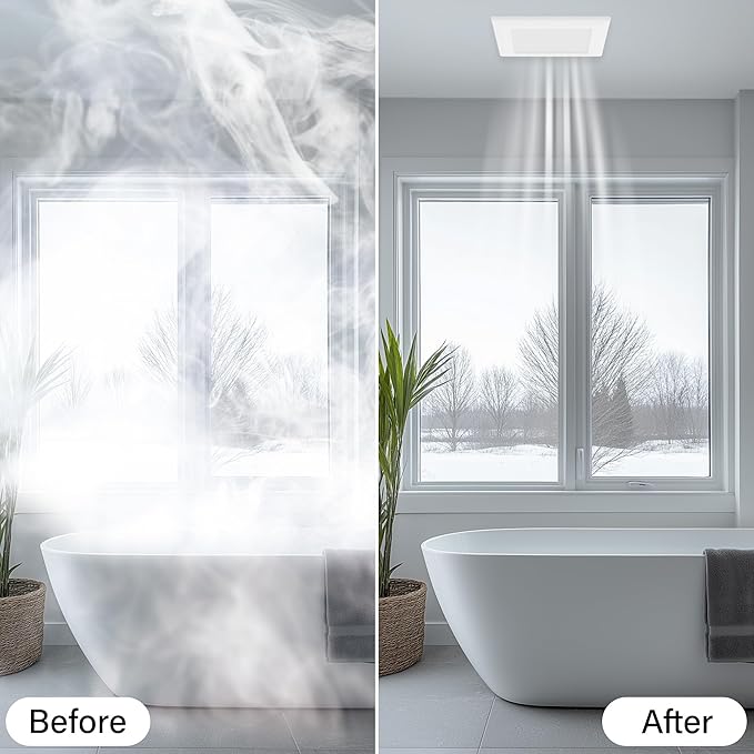 Ventilation Fan With Grille for Bathroom and Home, 100CFM, 25W Ceiling Mount Shower Exhaust Fan, 120V, White, Wet Rated, ETL Certified - Image 6