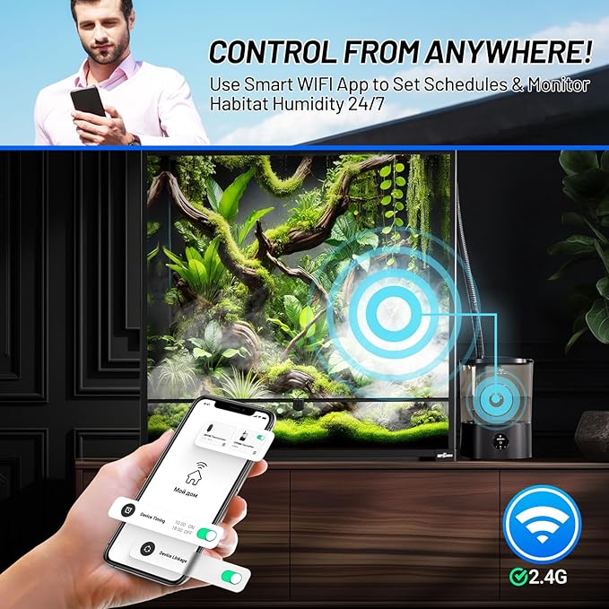 REPTI ZOO Smart WiFi Reptile Fogger with Timing, 4L Reptile Terrariums Humidifier, Fog Machine Mister for Chameleon Frog Turtle Gecko | Misting System Spray Kit for Amphibia, Plants | Linkage Control - Image 2