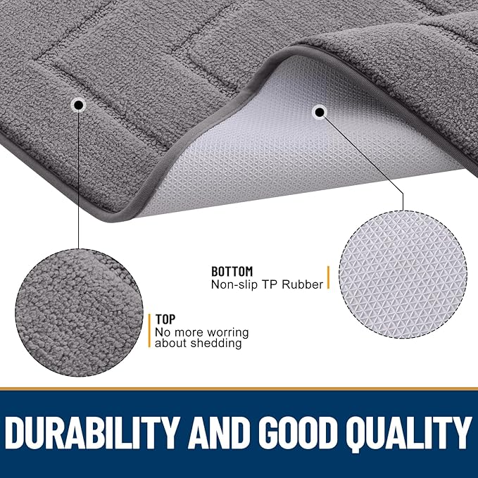 Smiry Dog Door Mat for Muddy Paws, Absorbs Moisture and Dirt, Low-Profile Entryway Mat with Non-Slip Backing, Entry Indoor Outdoor Doormat for Inside Floor (47x24 Inches, Grey, Bordered) - Image 3