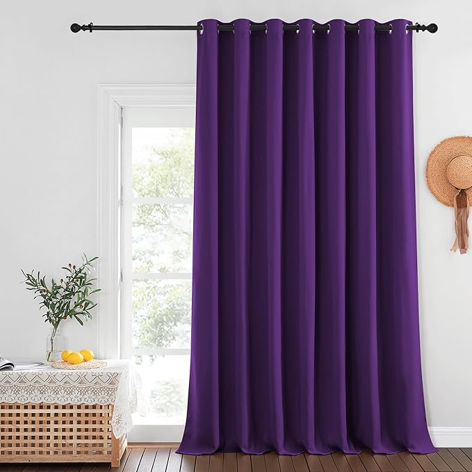 NICETOWN Patio Door Curtain Sound Blocking, Bedroom Privacy Room Divider Curtain, Thermal Insulated Blackout Closet Sliding Door Shade (1 Panel, 100" Wide x 120" Long, Royal Purple) - Image 8
