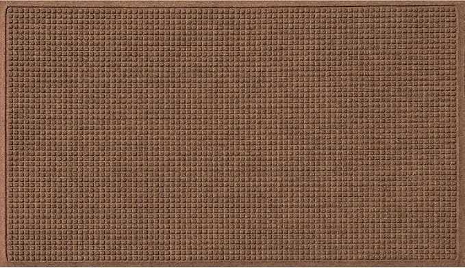 WaterHog Squares Front Door Mat Indoor Outdoor Entrance, Absorbent All-Weather Doormat Non-Slip Rubber Backing, Dirt & Moisture Trapper, Low Profile, Easy Clean, Made in USA, 35.5"x59.5" Dark Brown by WaterHog