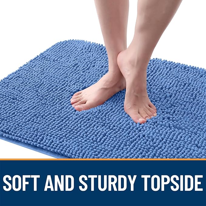 OLANLY Dog Door Mat for Muddy Paws 54x32, Absorbs Moisture and Dirt, Absorbent Non-Slip Washable Doormat, Quick Dry Chenille Mud Mat, Entry Indoor Entryway Carpet for Inside Floor, Cornflower Blue - Image 4