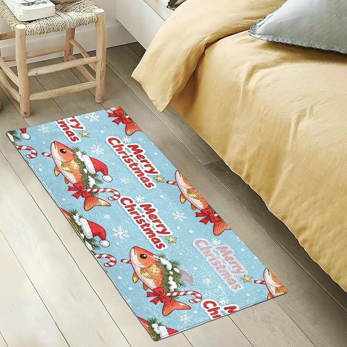 Merry Christmas Golden Salmon decorative mats for inside anti-mold bathroom rugs for entrance hall accessories 39x20in tapetes para ba?o - Image 5