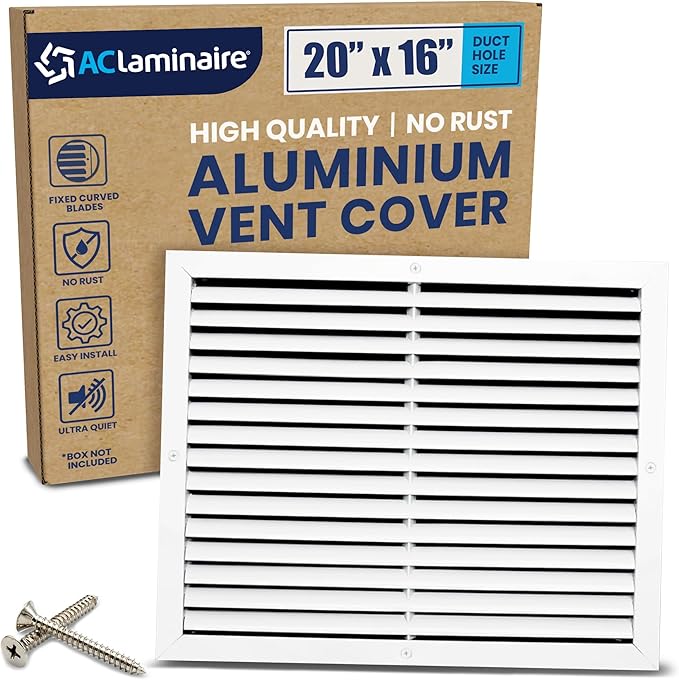 20x16 Inch (Duct Opening) Air Return Vent Cover Decorative – Premium Aluminum AC Vent Cover for Ceiling & Wall, Rustproof Grille, Ideal for Home HVAC Grille, Durable & Easy to Install by ACLAMINAIRE by LAMINAIRE