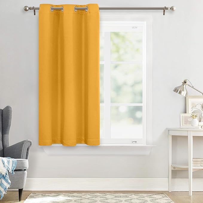 MYSKY HOME Musturd Yellow Blackout Curtains for Bedroom, Grommet Small Curtains Room Darkening Curtain, Kids Curtains Thermal Insulated Curtain, Single Panel Curtain,42 x 45 Inch, Yellow - Image 8
