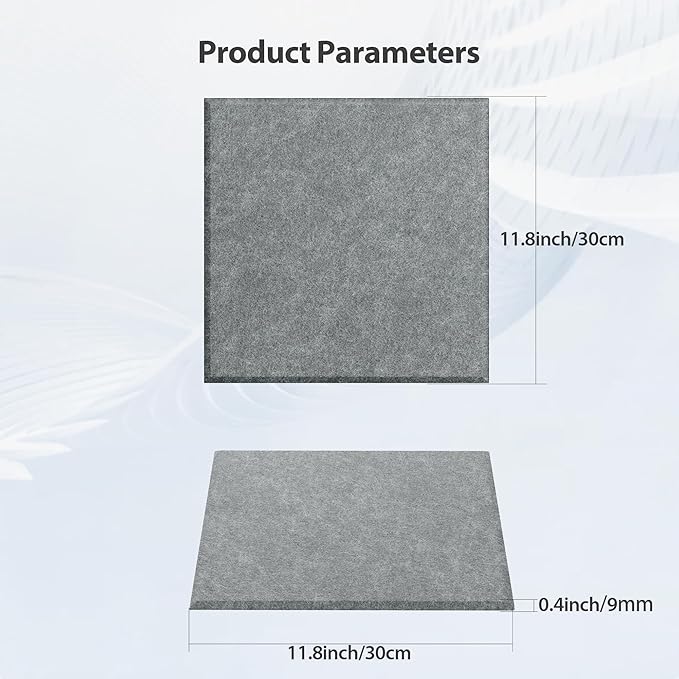 12 Pack Acoustic Panels Self Adhesive Sound Proof Foam, High Density Sound Acoustic Panel, 12X12X0.4 Inch Square Panels in Home, Office, Reccording Room, Studio,and more(Moonlight Grey) - Image 6