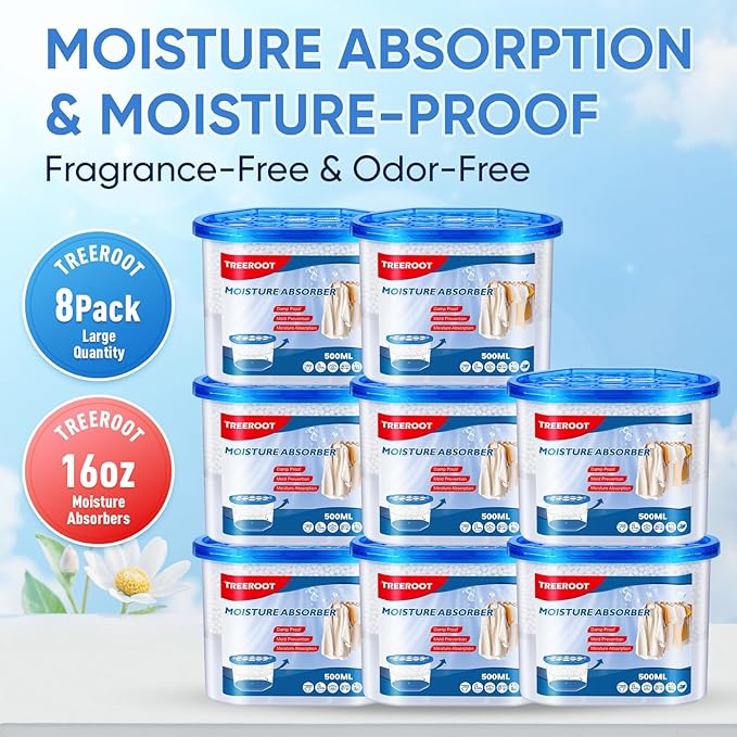 8 Pack Moisture Absorbers, 16 OZ Humidity Absorber Bucket, Moisture Absorbers for Closet, Dehumidifier Bucket for Wardrobes, Kitchens and Bathrooms, Fragrance Free Humidity Absorber - Image 2