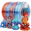 AMOLEN Silk PLA Bundle, 3D Printer Silk Gradient 1.75mm Silk Shiny Filament Bundle Red Gold,Blue Silver, Red Silver,Blue Green, 3D PLA Sets, 200gX 4 Spools by AMOLEN