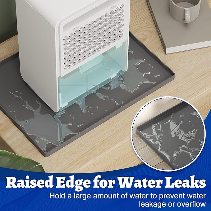 Dehumidifier Mat for Home Dehumidifiers, Mini Dehumidifier Drain Pan Prevent Leaks, Waterproof De humidifier Tray, Non-Slip Drain Mat Prevents Water from Pooling Underneath, Grey, 12"x10" - Image 5