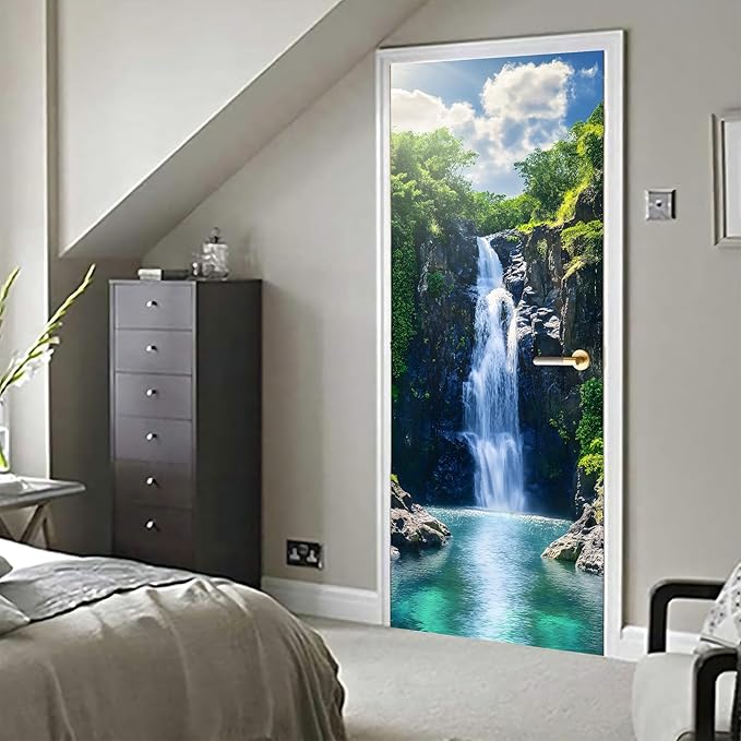 3D Door Stickers, Peel and Stick Vinyl Wallpaper, Self-Adhesive Mural Door Cover for Home Decor 30.3" W x 78.7" H - Image 6