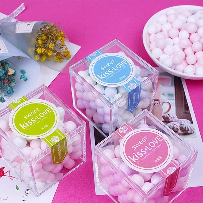 KissYou Acrylic Box with Lid 2 Packs Clear Display Boxes Stackable Storage Bins Plastic Square Cube for Cookie Candy Birthday Party - Image 8