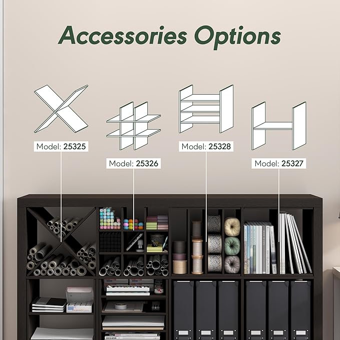 Furinno Cubicle Cube Insert, 9-Compartment Cube Organizer, Geometric Shelf Accessory, Fits into Furinno Triple Thick Cubes, IKEA Kallax, for Organizers and Storage, Black Dark Oak - Image 6