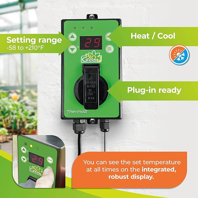 BioGreen TER2/US Thermo 2 Digital Greenhouse Thermostat with Summer/Winter Function 2 Years Warrenty, Green - Image 4