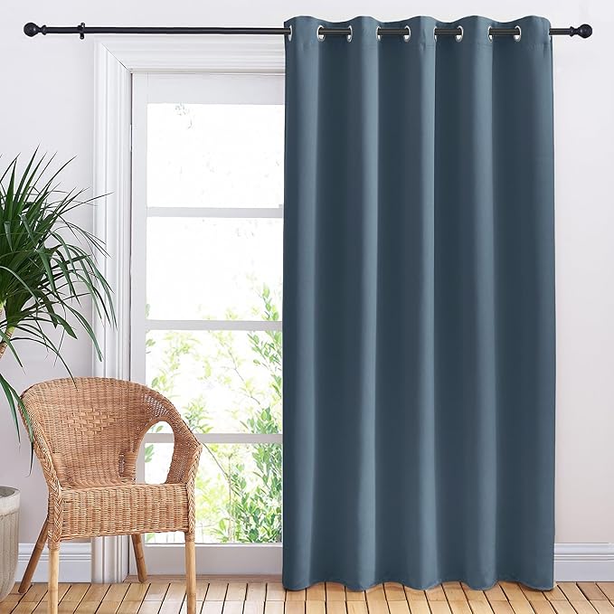 NICETOWN Bedroom Blackout Curtain Panel, 1 Panel, 70 x 84 inch, Smoky Blue, Privacy Window Thermal Insulated Blackout Drape/Drapery for Loft, Guestroom by NICETOWN