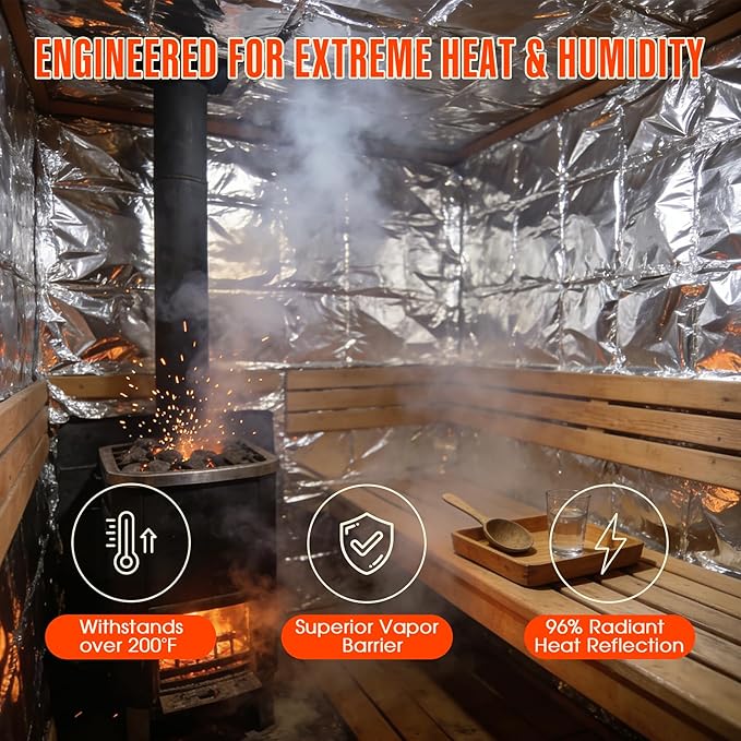 Sauna Foil Vapor Barrier, 250 sqft Aluminum Insulation Roll Heavy-Duty Non-Perforated Reflective Thermal Barrier for Energy Efficient Sauna, Attic, Garage and Crawl Space (4FT x 62.5FT) - Image 5
