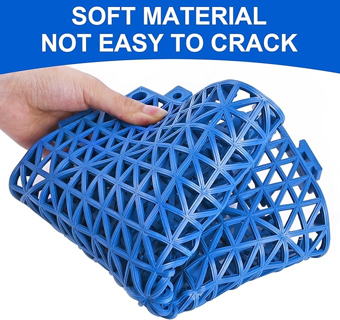 MYFAMIREA Modular Interlocking Cushion 12 Pack 11.8" x 11.8" Rubber Floor Tiles Non-Slip Splicing Drainage Mats for Deck, Pool, Outdoor Shower, Patio, Balcony, Indoor Bathroom, Kitchen, Yard (Blue) - Image 3