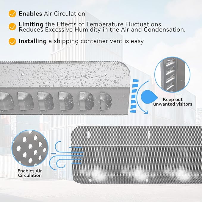 2pcs Shipping Container Vent, Shipping Container Vents for Preventing Condensation and Excessive Heat in 20 Ft New and Used Sea Cans, Conex Container Accessories for Passive Ventilation - Image 5