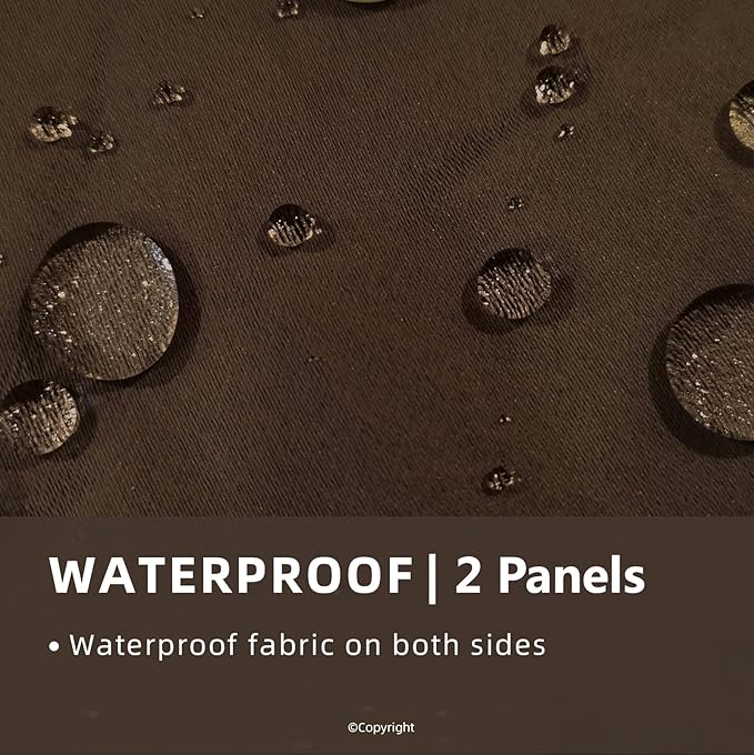 Water Proof Outside Curtains W52 x L72 with Grommet Top for Porch, Thermal Insulated Washable Light Block Outdoor Divider Drapes for Patio Gazebo Deck Pool Area Pergola Cabana (Brown, 2 Panels) - Image 2