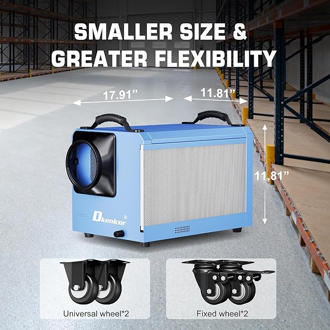 145 Pints Commercial Dehumidifier, Industrial Water Damage Unit up to 6,000 sq ft, Auto Defrost, Memory Starting with Drain Hose，for Crawl Spaces & Basements,Blue - Image 6