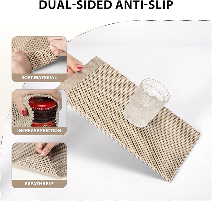 Shelf Liners for Cabinets-Drawer Liner Cabinet Liners for Shelves Kitchen,Non-Adhesive,Non-Slip,Beige,12 x 180 inch - Image 3