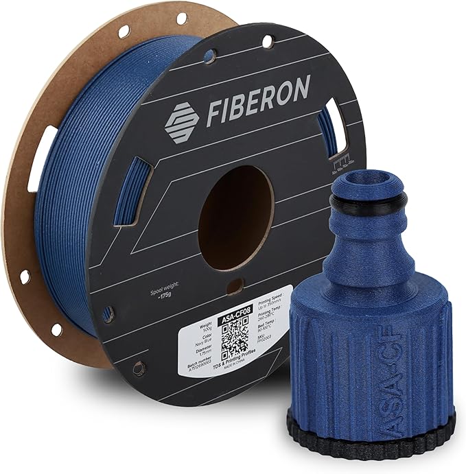 Polymaker Fiberon ASA-CF08 Navy Blue Carbon Fiber 3D Printing Filament 1.75mm 0.5KG, UV & Weather Resistant, High Rigidity, Heat Resistant, Easy to Print, Functional Parts & Prototypes by Polymaker