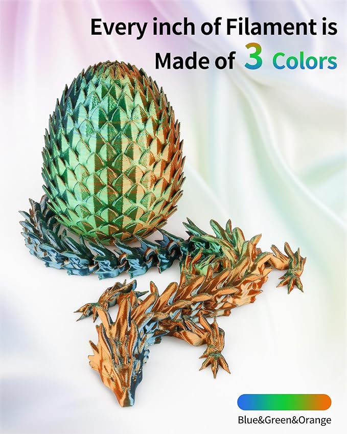 LANDU Silk Tri-Color PLA Filament 1.75mm 1Kg, Triple Color Silk PLA Filament, Silk Rainbow PLA Filament, Neatly Wound 3D Printer Filament, 3 In 1 Multi Color Filament +/-0.02mm, Silk Blue Green Orange - Image 2