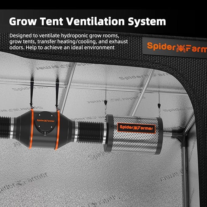 Spider Farmer 4 Inch Air Carbon Filrer Smelliness Control with Premium Australia Virgin Charcoal for Inline Duct Fan, Grow Tent Odor Control, Hydroponics, Pre-Filter Included, Reversible Flange - Image 2