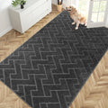PURRUGS Easy Care Area Rug 4.5ft x 7ft, Non-Slip Machine Washable Door Mat, Stain Resistant Accent Rug for Entry, Hallway, Bedroom, Living Room and Mudroom, Charcoal by PURRUGS