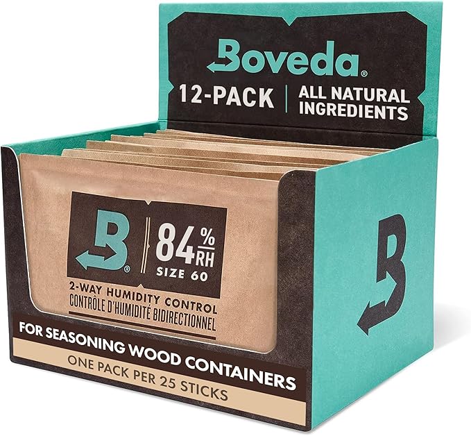Boveda For Seasoning Two-Way Humidity Control Packs – 84% RH to Season Wood Humidifier Boxes – Size 60 – 12 Pack – Individually Wrapped Seasoning Packets by Boveda
