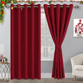 Hiasan Blackout Curtains for Bedroom, 60 x 84 Inches Long - Thermal Insulated & Light Blocking Window Curtains for Living Room, 2 Drape Panels Sewn with Tiebacks, Christmas Red by Hiasan