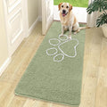 OLANLY Dog Door Mat for Muddy Paws 70x24, Paw Print Design, Absorbs Moisture and Dirt, Non-Slip Washable Doormat, Quick Dry Chenille Mud Mat for Dogs, Entry Indoor Entryway Carpet, Sage Green by OLANLY