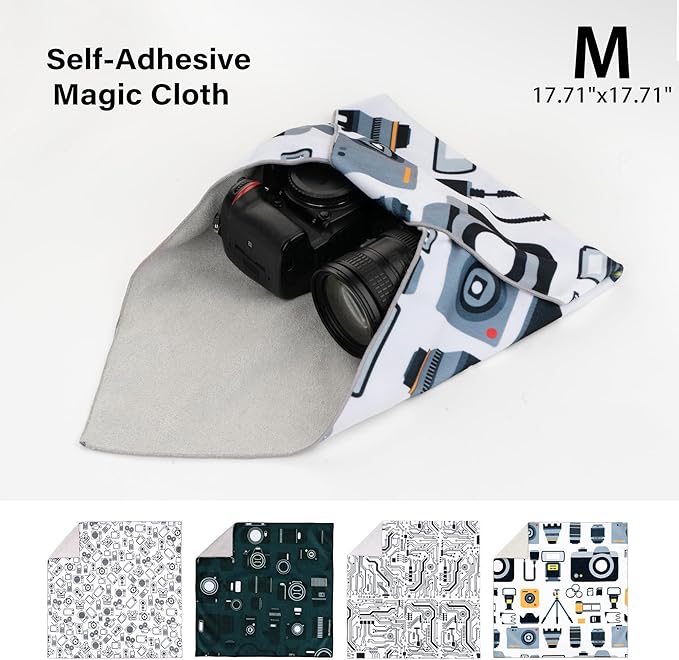 Camera Wrap, Anti-Scratch Lens Protective Wrap pouche, Magic Self-Adhesive Cloth, Universal Storage Cloth for DSLR, Smartphones, Laptops, electronics,Cosmetic,whatever you need to protect - Image 2