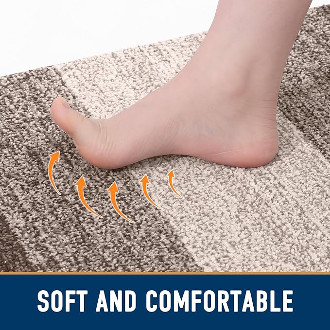Smiry Dog Door Mat for Muddy Paws, Absorbs Moisture and Dirt, Low-Profile Entryway Mat with Non-Slip Backing, Entry Indoor Outdoor Doormat for Inside Floor (47x20 Inches, Light Brown, Striped) - Image 5