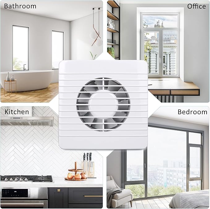 4 Inch Wall-Mounted Exhaust Fan, Small Bathroom Fan, IPX4 55CFM Window Extractor Fan w/with Anti-backflow Check for Toilet, Office, Kitchen - Image 6