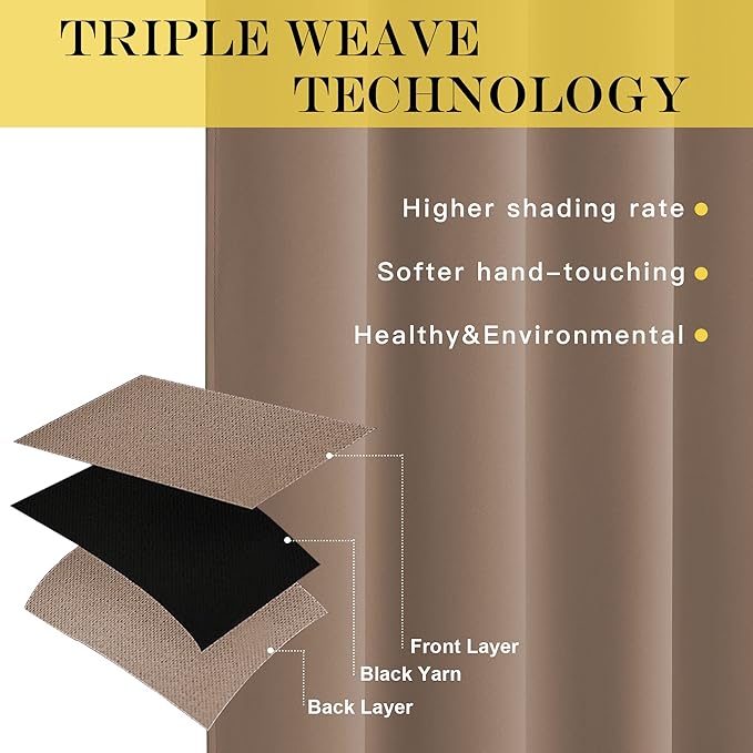NICETOWN Blackout Curtain 90 inches Long for Bedroom - Grommet Light & Heat Blocking Window Treatments Soundproof Drape for Living Room (1 Panel, W52 x L90, Cappuccino) - Image 2