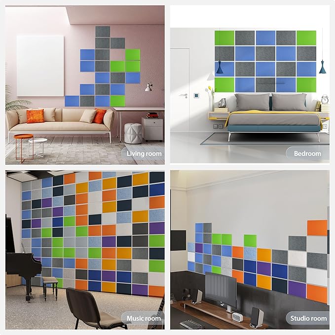 12 Pack Acoustic Panels Self Adhesive Sound Proof Foam, High Density Sound Acoustic Panel, 16X12X0.4 Inch 4:3 Rectangle Panels in Home, Office, Reccording Room, Studio (Moonlight Grey) - Image 7