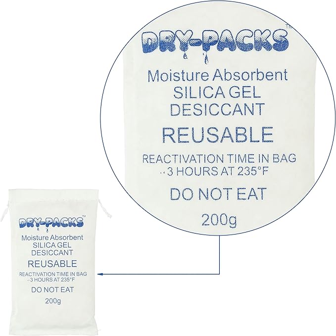 200 Gram Reusable Reactivatable Cotton Bag Silica Gel Desiccant - Perfect for Drawers Safes Storage Up To 15 Cubic Ft, DP200BAG 1 Pack - Image 3