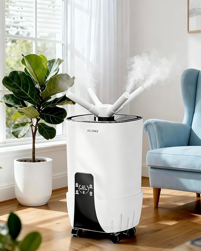 Humidifier large room 16L/4.2Gal - AILINKE Whole house Humidifier for Home 2000 sq.ft. with 3 Atomizers, Ultrasonic Cool Mist Humidifiers for Bedroom with Extension Tube, White by Humidifiersforbedroomlargeroom