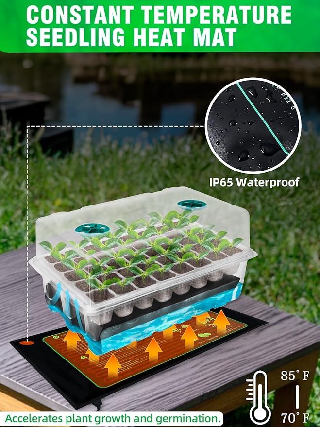 Self-Watering Seed Starter Tray with Grow Light and Heat Mat, 80-Cell Plant Starter Trays Seed Starter Kit, Seed Starter Tray for Seed Starting, Plant Germination & Seedling Growing, 2 Pack - Image 5