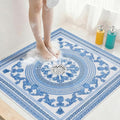 Square Shower Mat Non Slip: 24x24 Inch Extra Large Shower Mats with Drain Hole in Middle -Anti Slip Shower Mats for Inside Shower -Loofah Shower Floor Mat Bath Mat for Shower Stall Bathtub Elderly by KAZOLEN