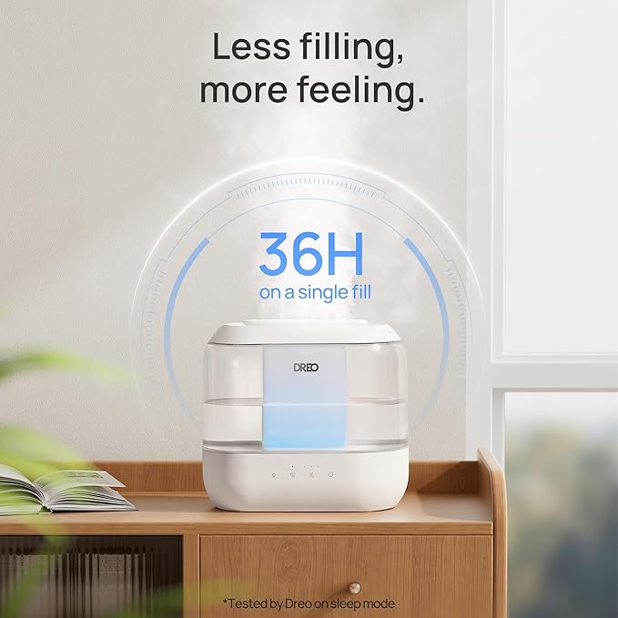 Dreo Humidifiers for Bedroom, 4L Top Fill for Large Room, 36H Runtime, 28 dB Quiet Supersized Cool Mist Air Humidifier for Baby Nursery, Plants, Indoor, Night Light, Easy to Clean & Fill, White - Image 5