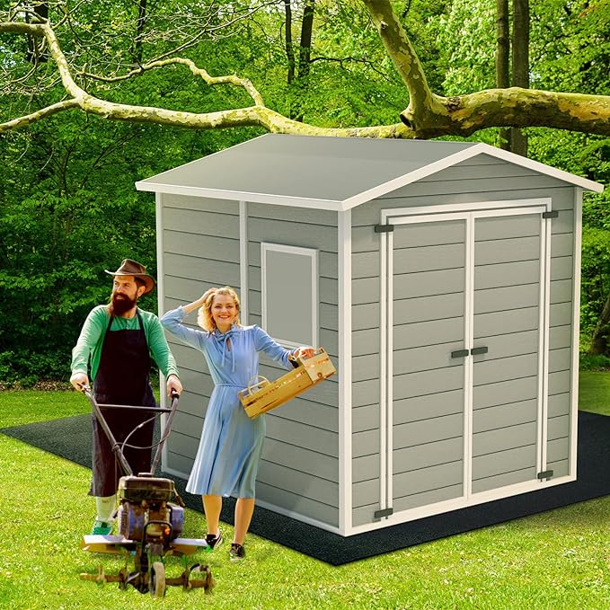 Haull Outdoor Storage Shed Floor Mat Waterproof Outdoor Carport Mat Thickened Soft Patio Furniture Pad Washable with Non Slip Backing, Storage Shed Not Included(4 x 7 ft) - Image 7