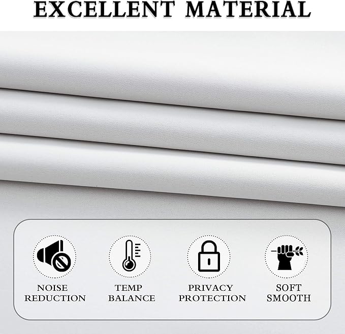 DONREN Greyish White Room Darkening Window Curtain Panels - Off White Thermal Insulated Rod Pocket Curtains for Bathroom (42 Width x 63 Length,2 Panels) - Image 3
