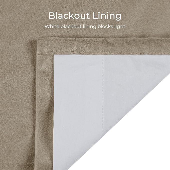 TWOPAGES Luxury Velvet Curtain Pinch Pleated Light Khaki Curtain 84 inch Long Thermal Insulated Blackout Drapes for Bedroom Living Room Indoor Window (1 Panel,Light Khaki,52Wx84L) - Image 4