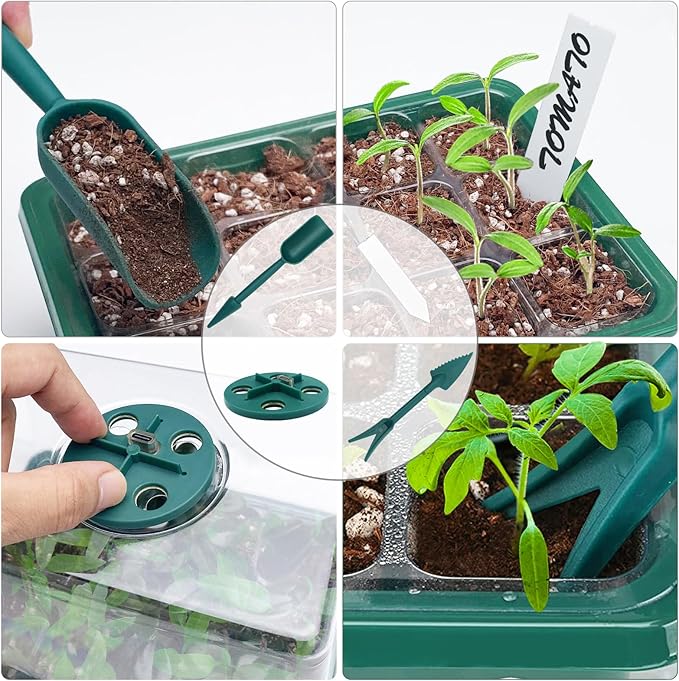Seed Starter Tray, Plant Propagation Station with Grow Light, Seedling Starter Trays with Timing Controller, Mini Greenhouse Kit with Humidity Domes and Base, Plant Tray for Seeds Growing Starting - Image 6