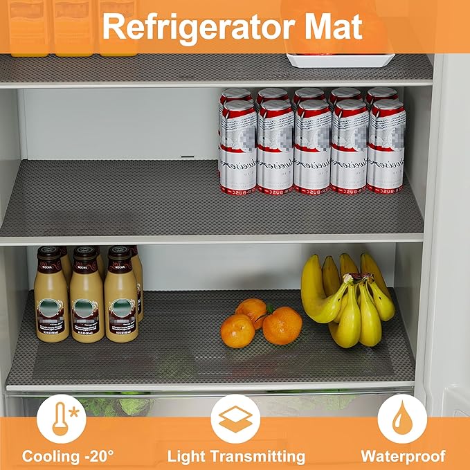 FLPMIX Non-Adhesive Kitchen Cabinet Liner: Waterproof Easy to Cut Small Drawer Shelf Liners - Clear Refrigerator Mat for Cupboard Pantry Shelves - Translucent Grey 12" x 396" - Image 4