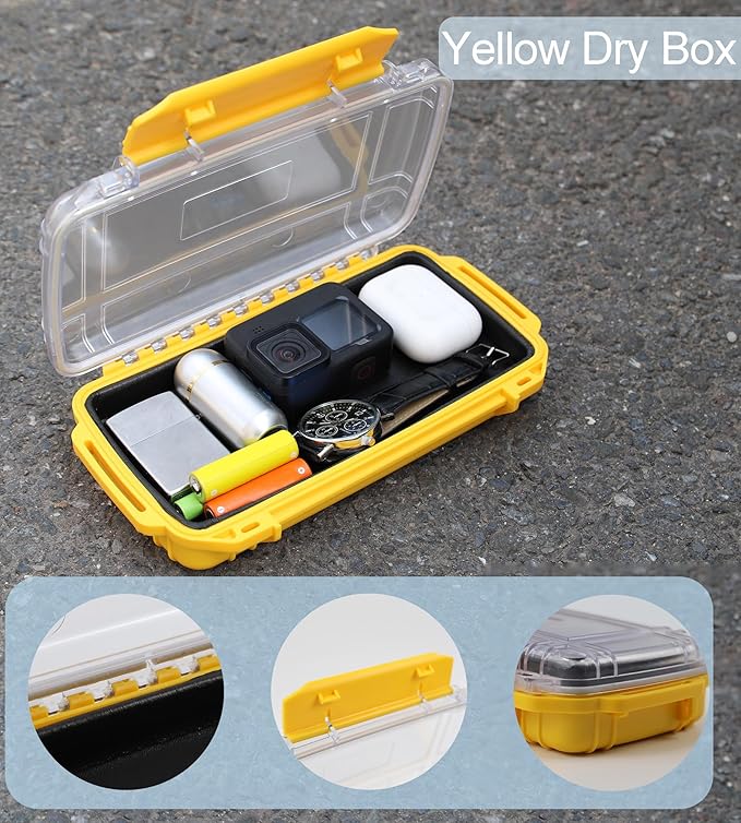 Dry Box Waterproof Box for Kayaking Boat Waterproof Phone Case Watertight Storage Container Diving Dry Boxes Yellow Protective Case, 9" L x 5" W x 2" H - Image 5
