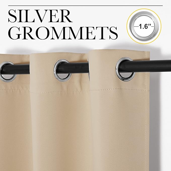 NICETOWN Privacy Room Divider Curtain Screen Partitions, Basement Hospital Medical Clinic Spa Lab Cubicle Divider Privacy Screen Patio Door Curtain (Biscotti Beige, 1 Panel, 120" Wide x 95" Long) - Image 3