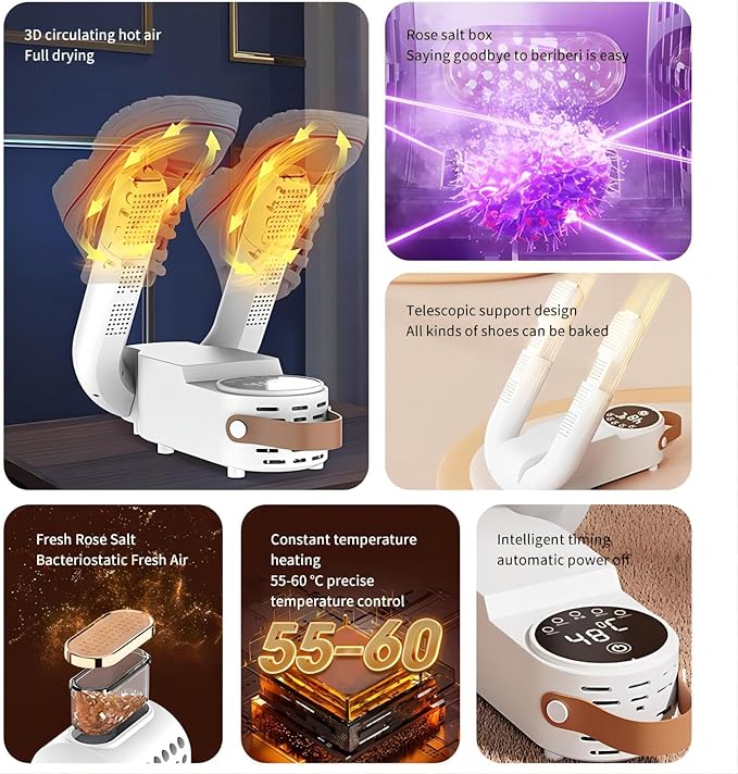 Work Boot Dryer, Boot Warmer,Boot Dryer for Work Boots,Telescopic Shoe Dryer with Smart Timer, Shoe Dryer and Deodorizer, Auto Off Timer, Folding Design and Smart Panel - Image 5